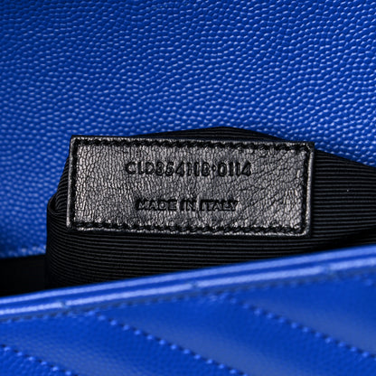 Saint Laurent Grain De Poudre Matelasse Chevron Large Monogram Satchel Blue Majorelle 8 of 16