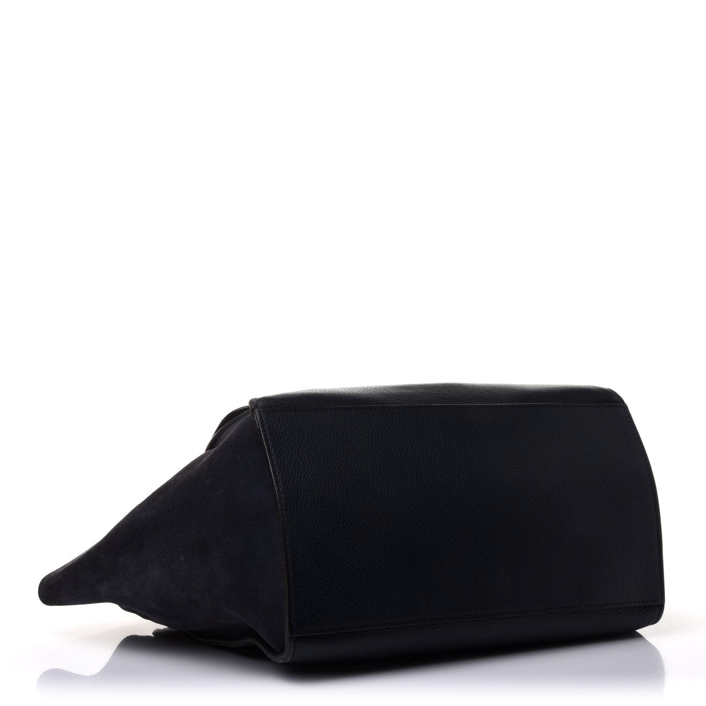 Drummed Calfskin Suede Medium Trapeze Navy Blue