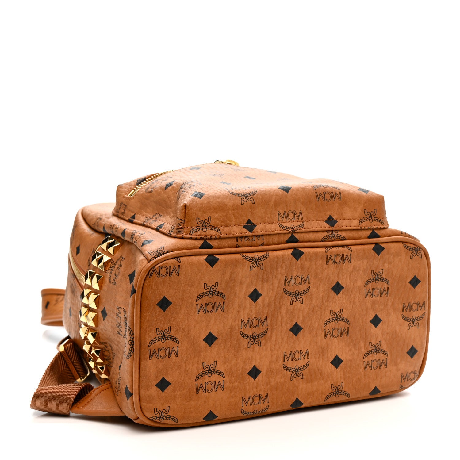 MCM Visetos Small Side Stud Stark Backpack Cognac 4 of 11