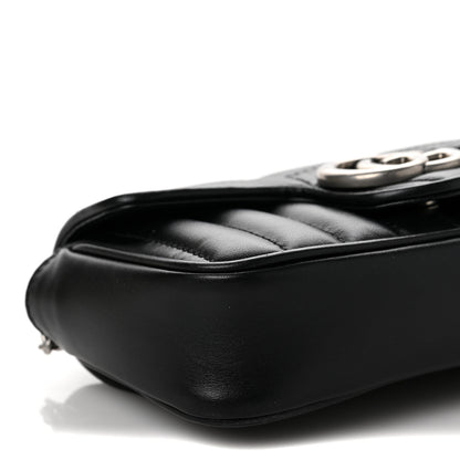 Gucci Calfskin Matelasse Aria Super Mini GG Marmont Shoulder Bag Black 8 of 10