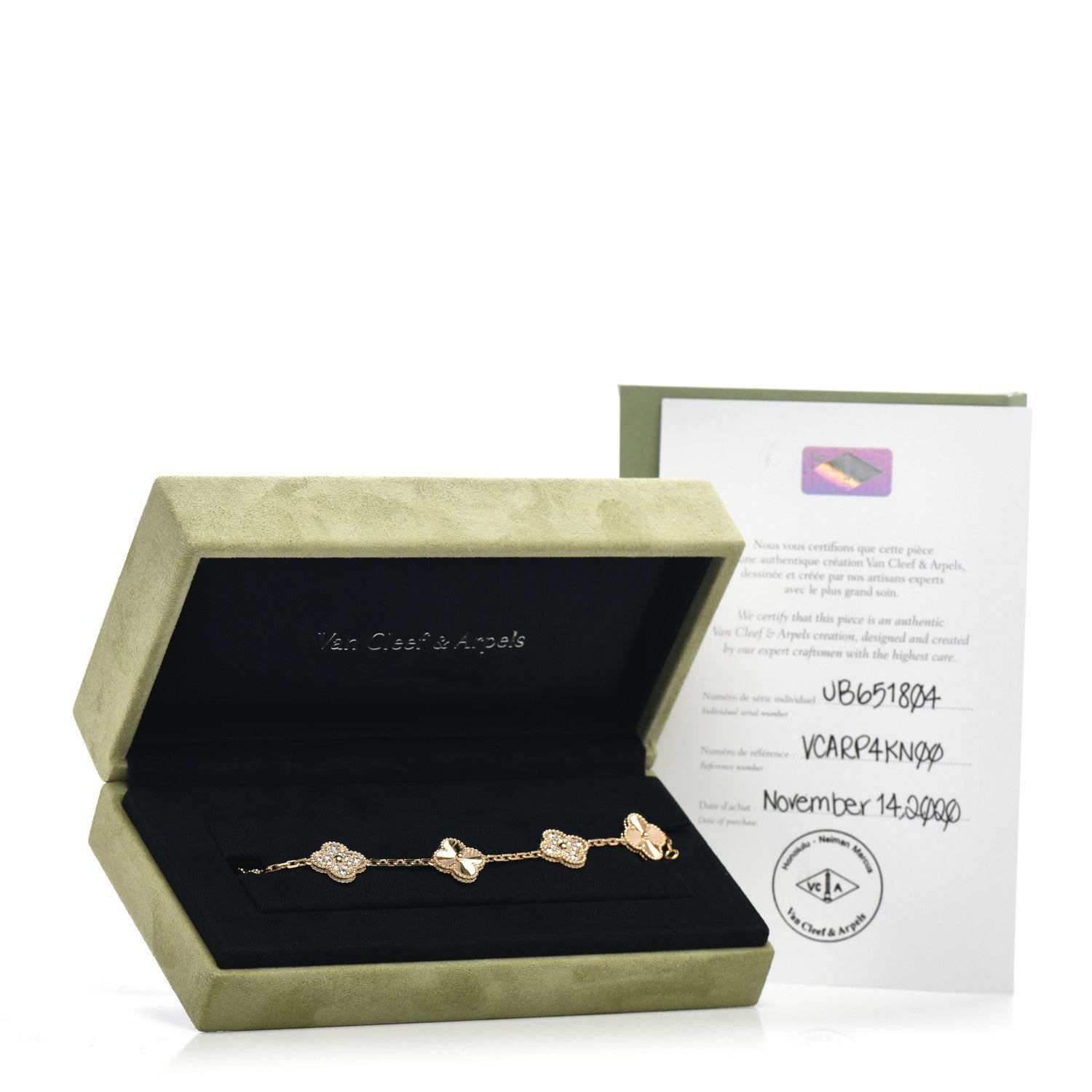 Van Cleef & Arpels 18K Yellow Gold Diamond 5 Motifs Guilloche Vintage Alhambra Bracelet 4 of 4