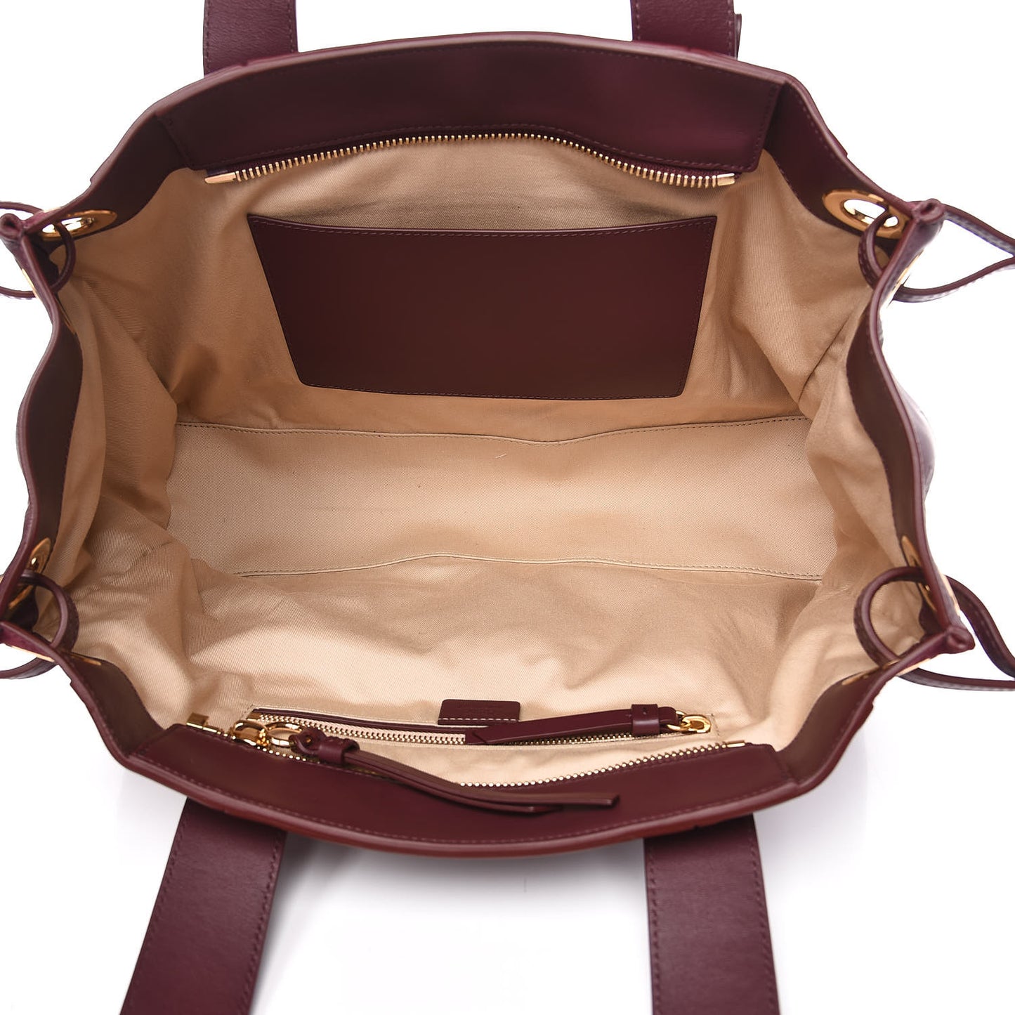 Smooth Calfskin Embossed Tao Zipped Tote Burnt Brown