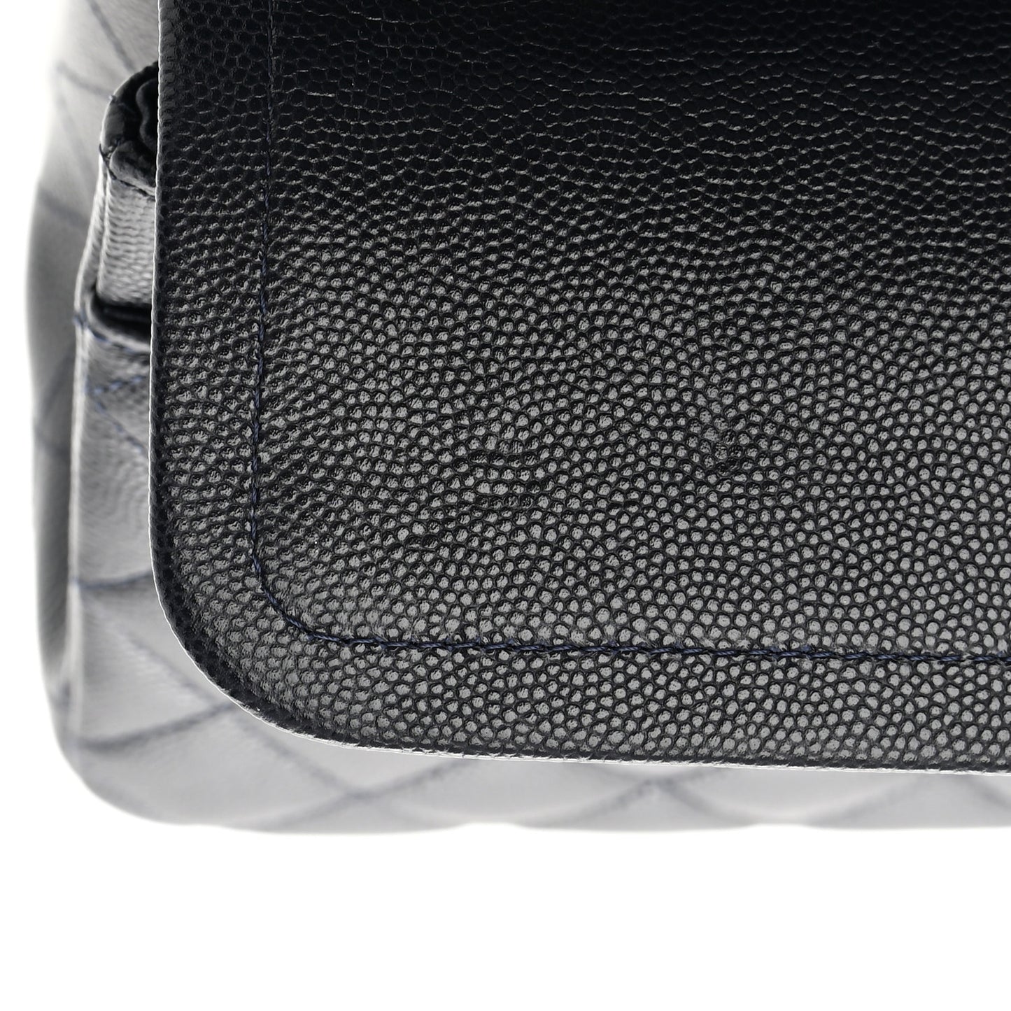 Caviar Quilted Medium Double Flap Dark Blue