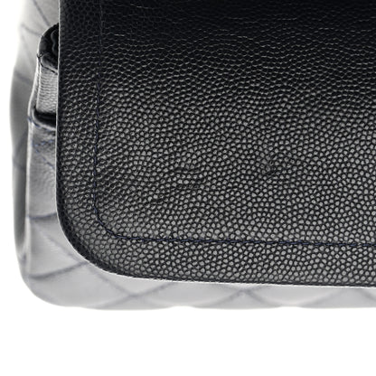 Chanel Caviar Quilted Medium Double Flap Dark Blue 12 of 13