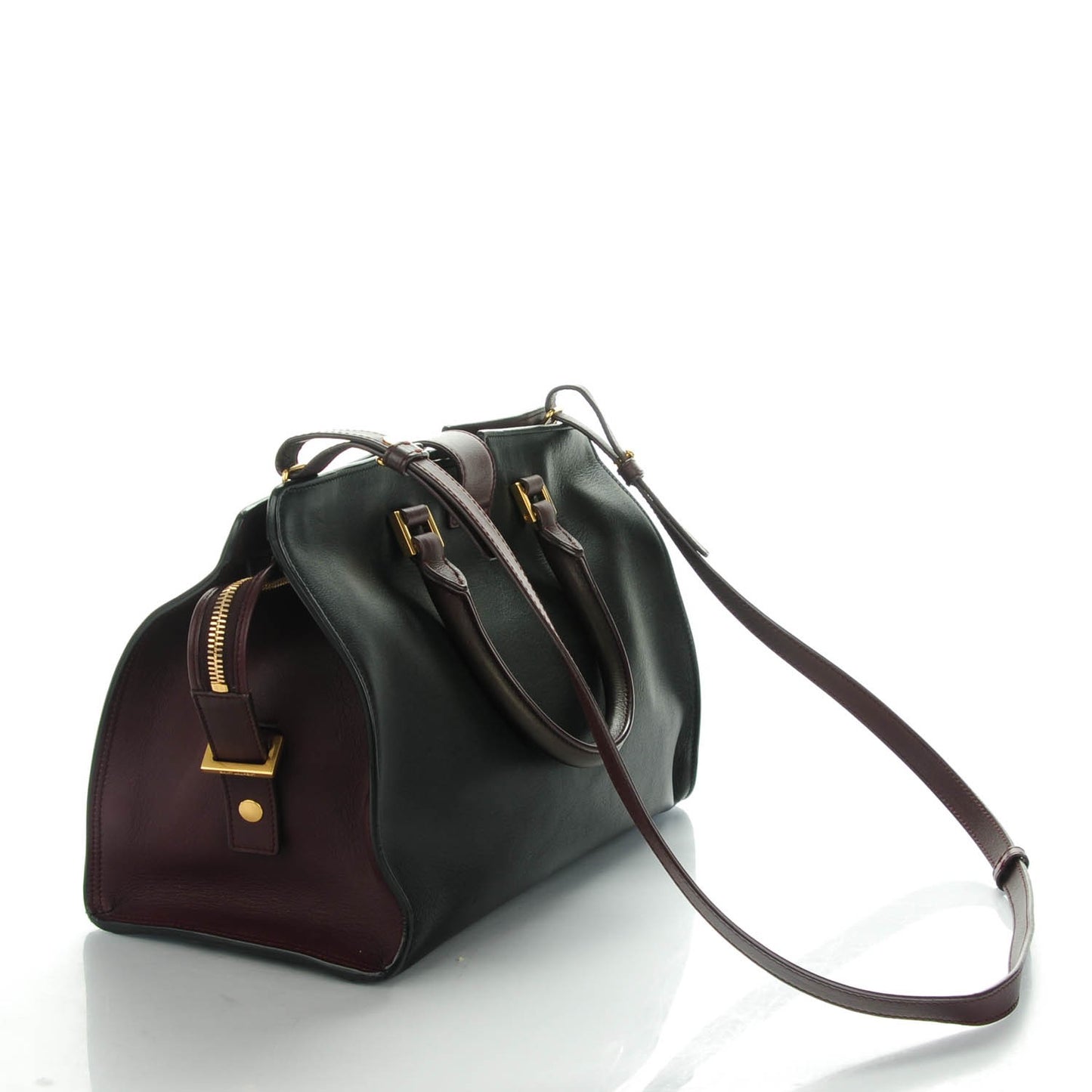 Calfskin Bi Color Small Classic Y Cabas Black Bordeaux