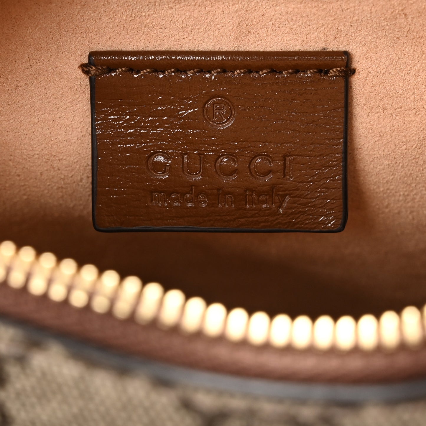 GG Supreme Monogram Azalea Calfskin Mini Retro Interlocking G Shoulder Bag Beige Ebony Brown Sugar