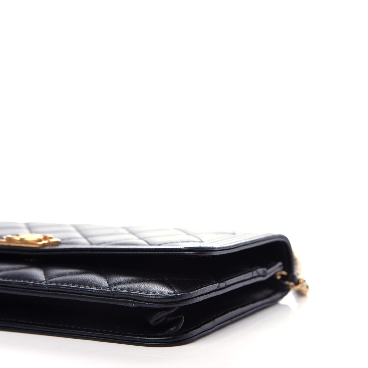 Lambskin Quilted Boy Wallet On Chain WOC Black