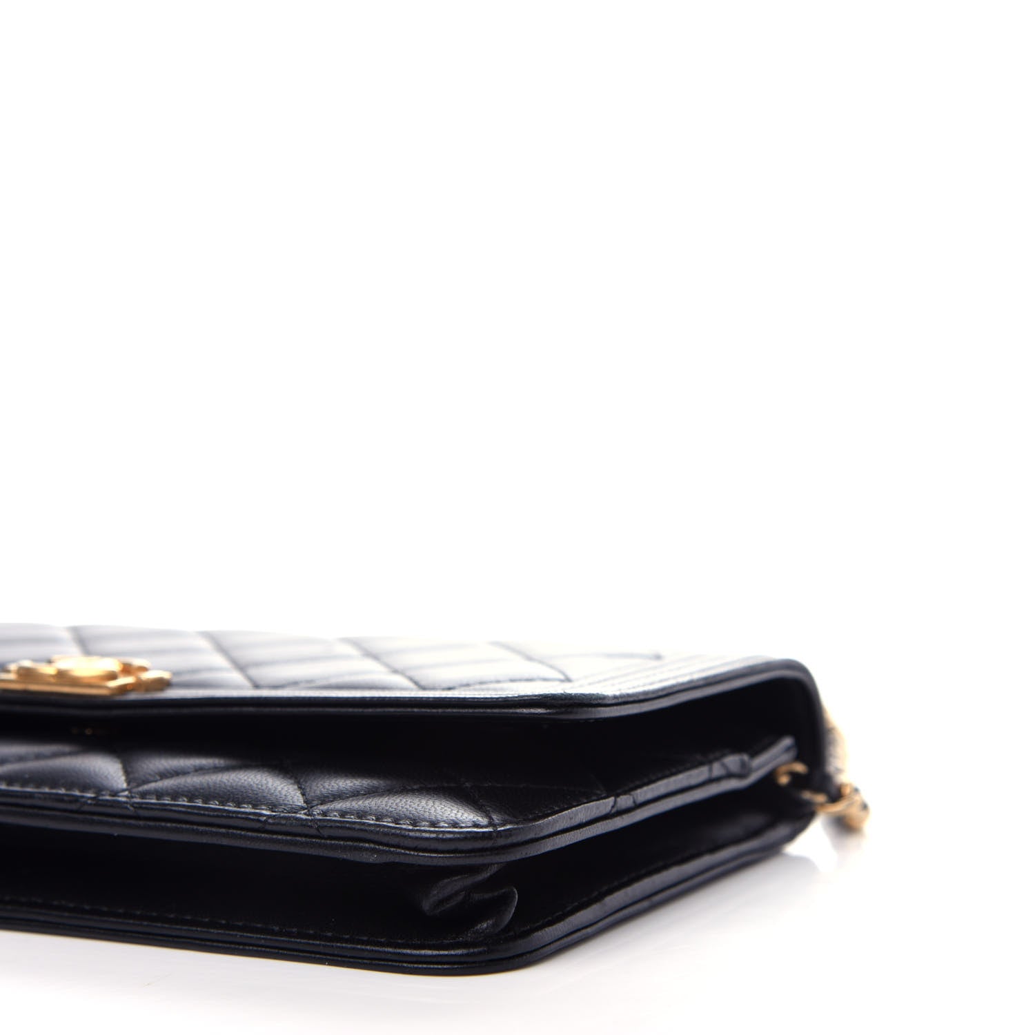 Chanel Lambskin Quilted Boy Wallet On Chain WOC Black 10 of 12