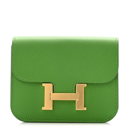 Hermes Evercolor Bi-Color Constance Slim Wallet Vert Yucca Mauve Pale 1 of 9