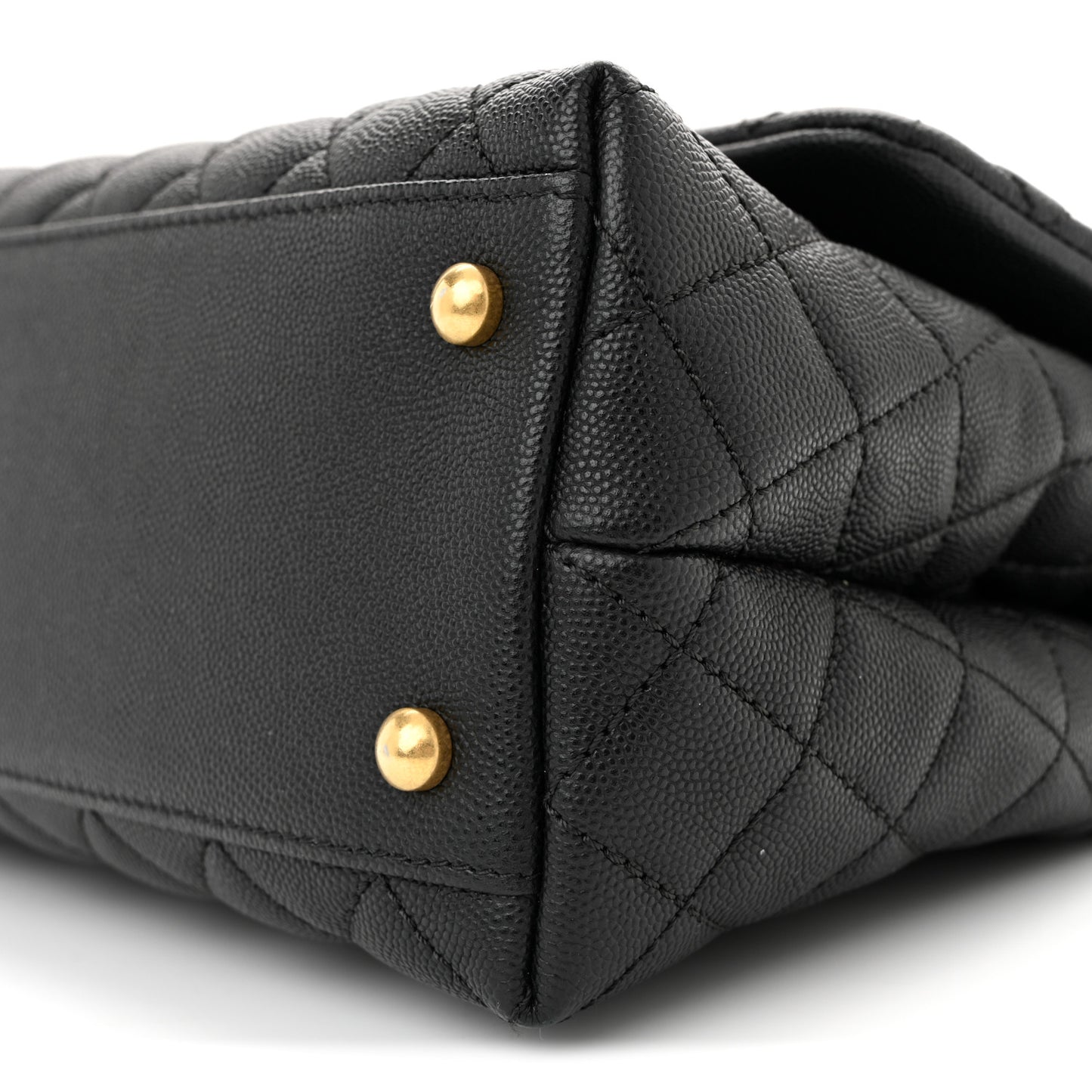 Caviar Quilted Small Coco Handle Flap Black