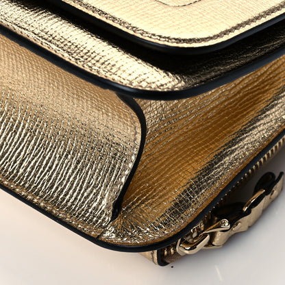 Salvatore Ferragamo Metallic Hammered Calfskin Small Vara Chain Crossbody Gold 9 of 9