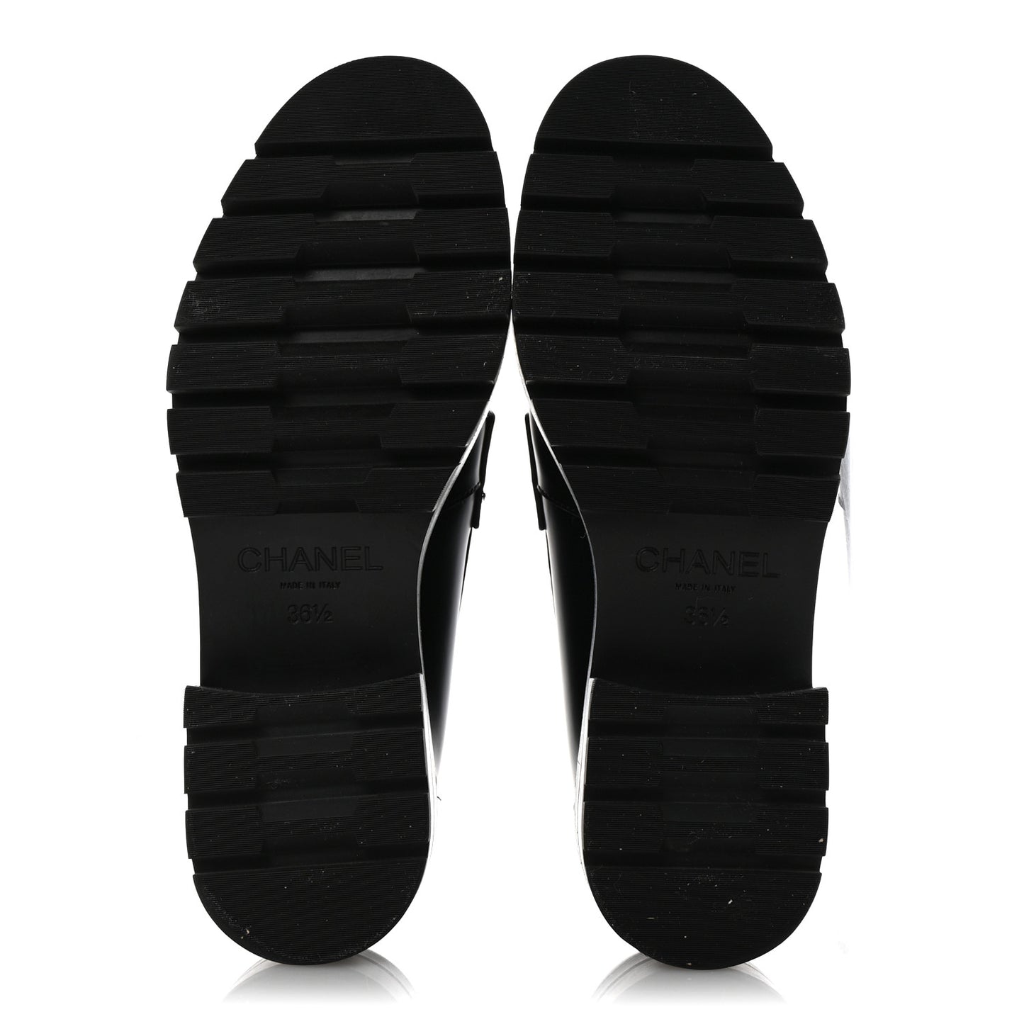 Calfskin Metal CC Loafers 36.5 Black