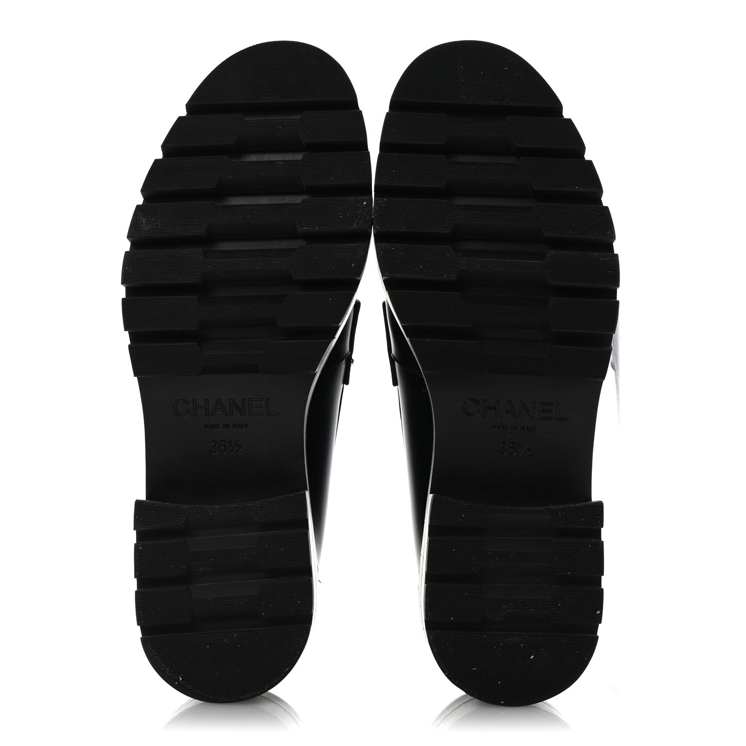 Chanel Calfskin Metal CC Loafers 36.5 Black 6 of 9