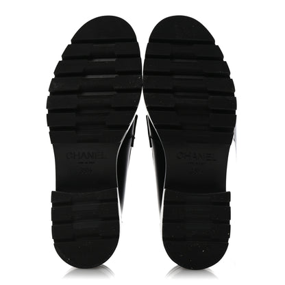 Chanel Calfskin Metal CC Loafers 36.5 Black 6 of 9