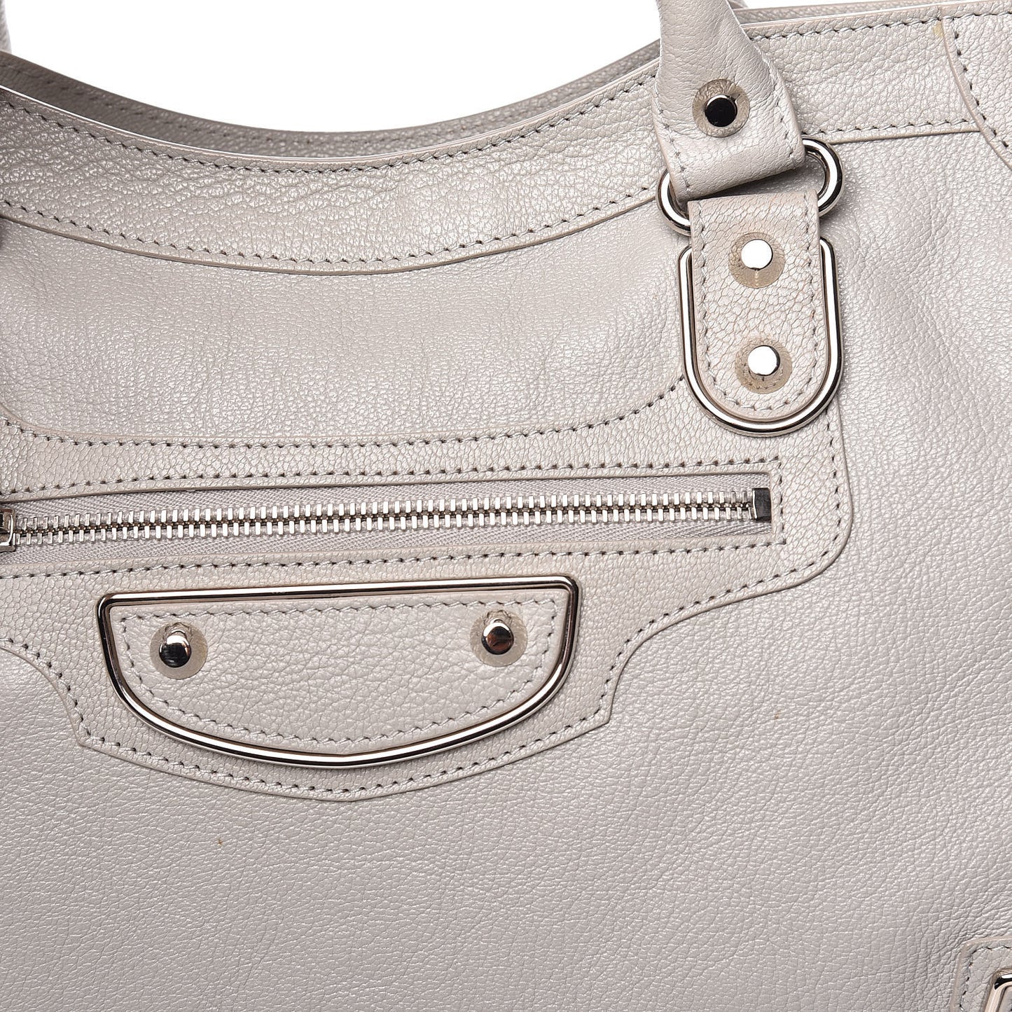 Chevre Silver Metallic Edge Hardware City Gris Glace