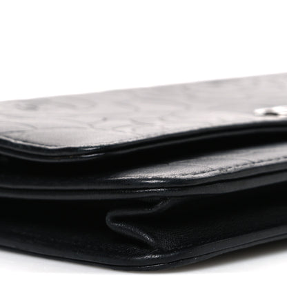 Chanel Lambskin Camellia Embossed Wallet on Chain WOC Black 10 of 11