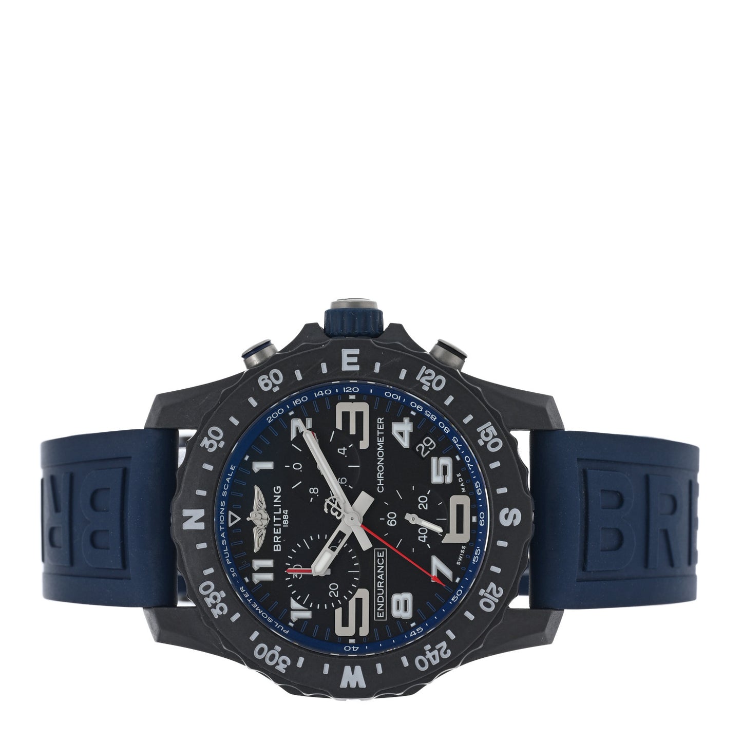 Breitlight Rubber 44mm Endurance Pro Chronograph Quartz Watch Black X82310