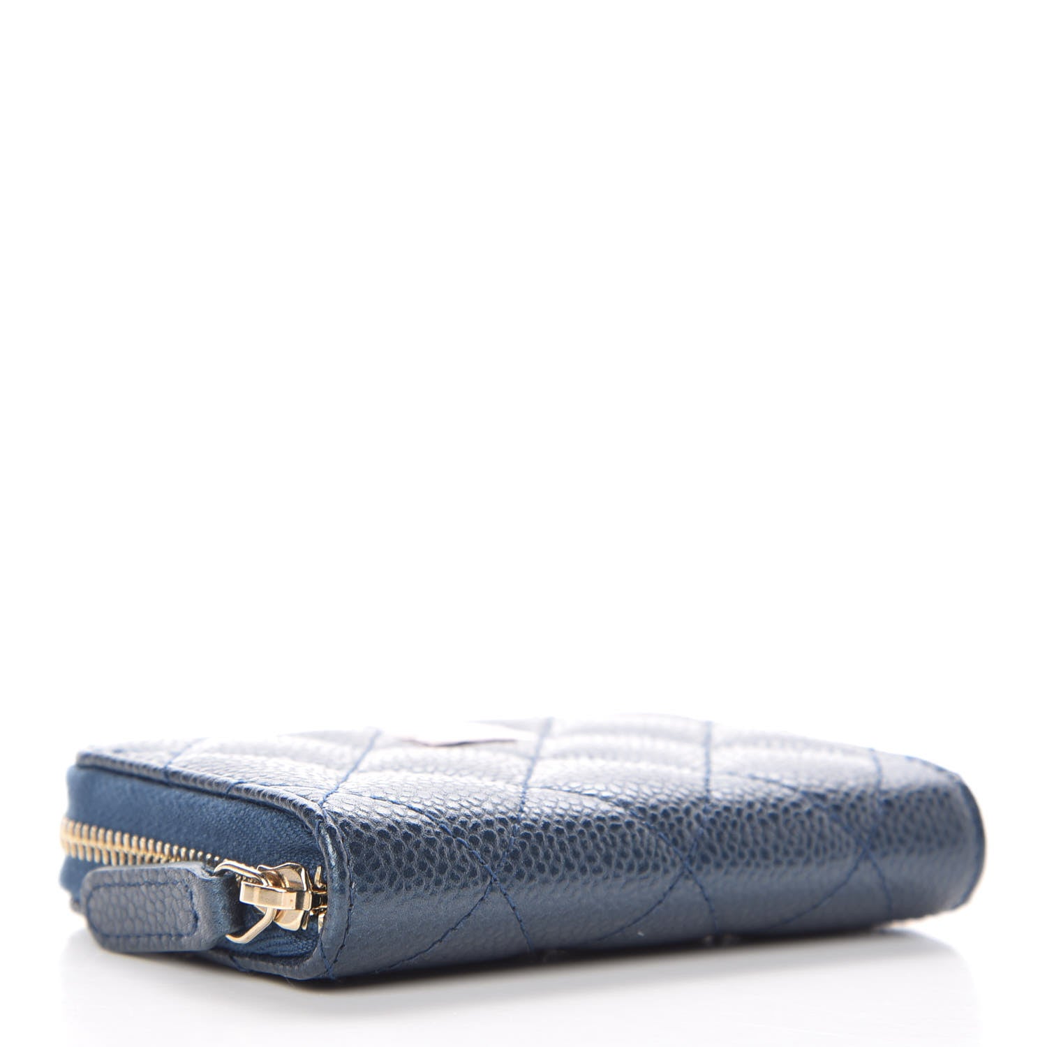 Chanel Metallic Caviar Quilted Zip Coin Purse Dark Blue 7 of 16