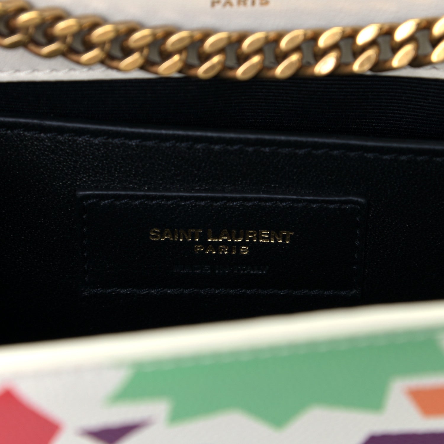 Saint Laurent Grain De Poudre Small Classic Monogram Shapes Print Kate Satchel White 5 of 5