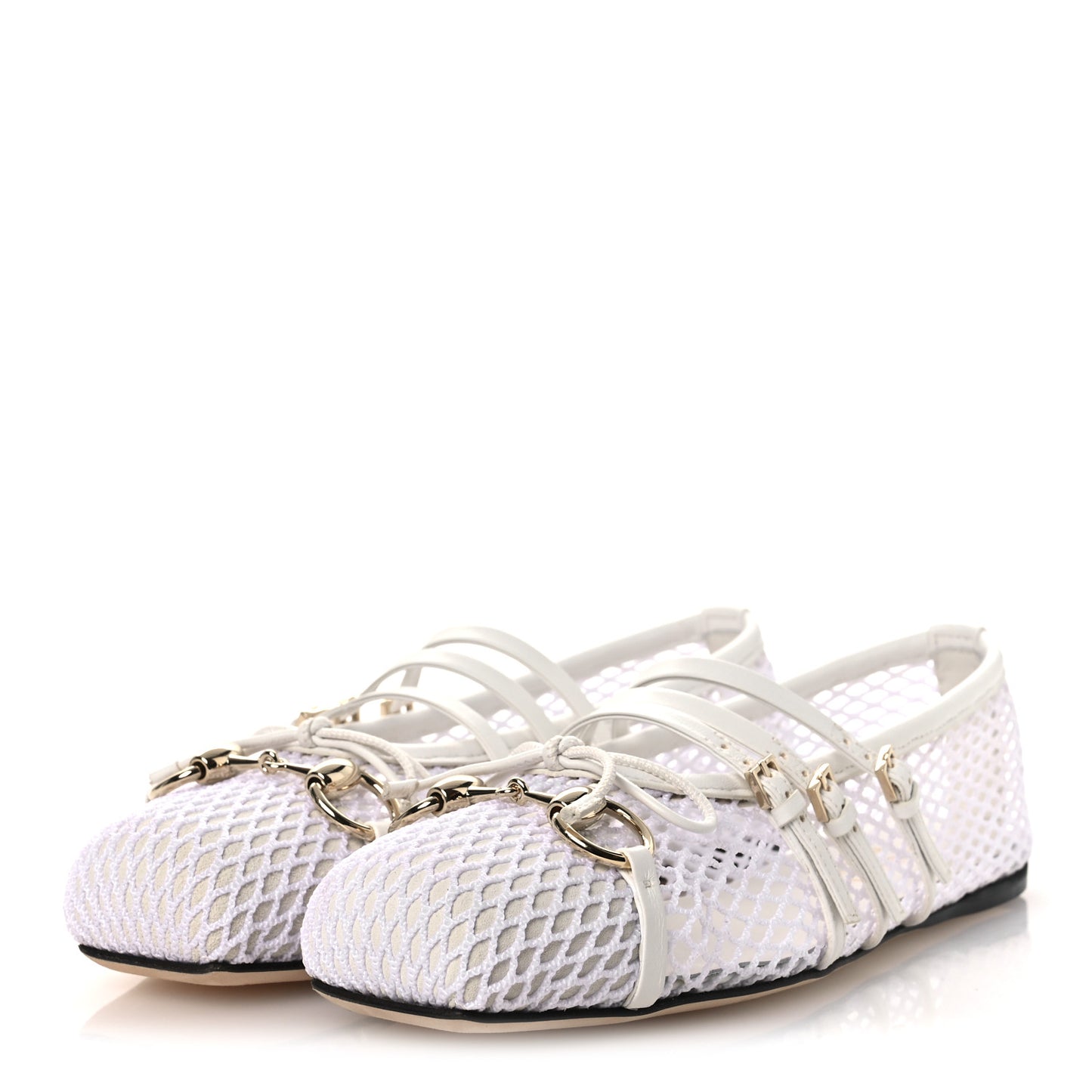 Video Net Nappa Horsebit Ballerina Flats 35.5 Great White