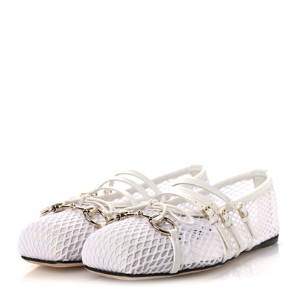 Gucci Video Net Nappa Horsebit Ballerina Flats 35.5 Great White 4 of 10