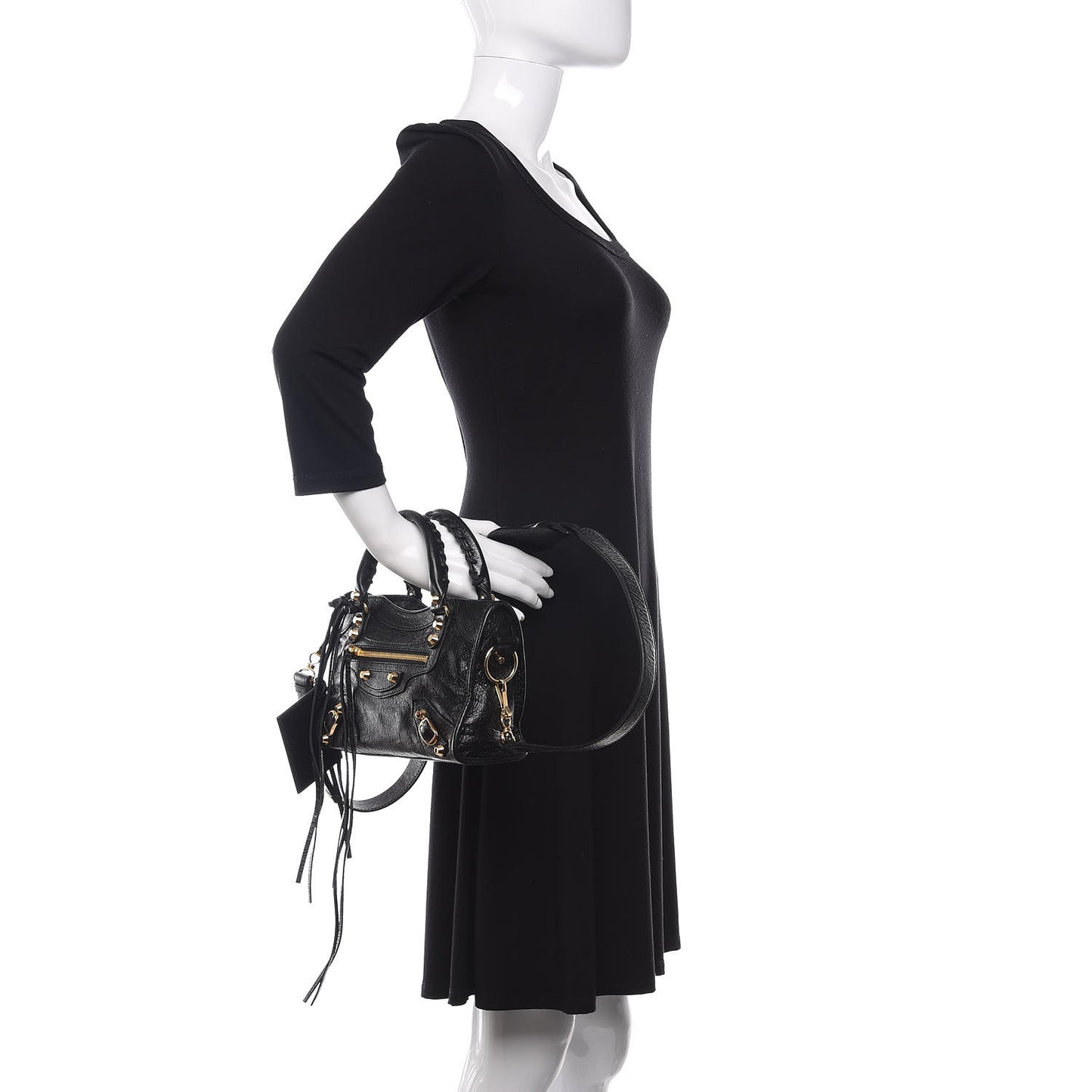 Agneau Classic Gold Hardware Mini City Black