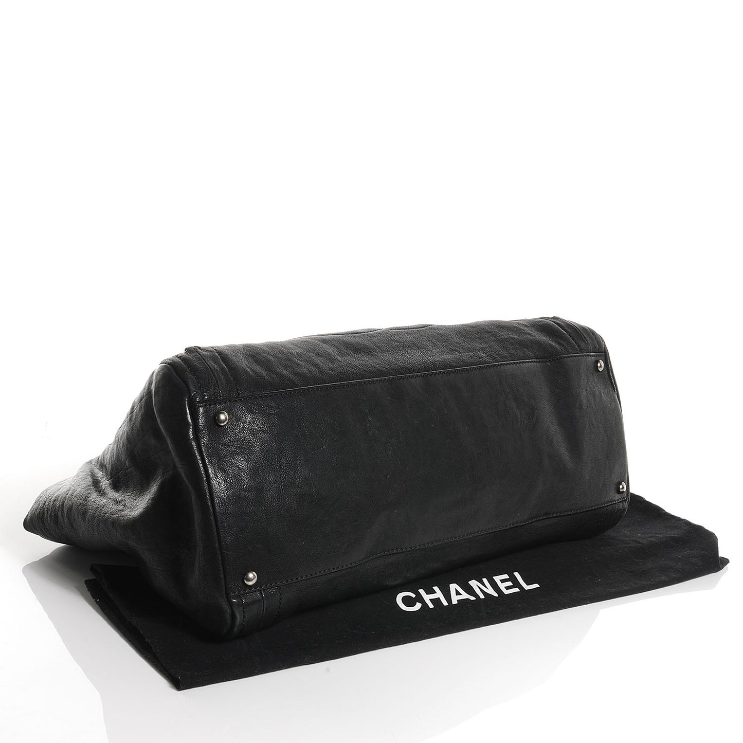 Leather Luxe Ligne Modern Chain Tote Black