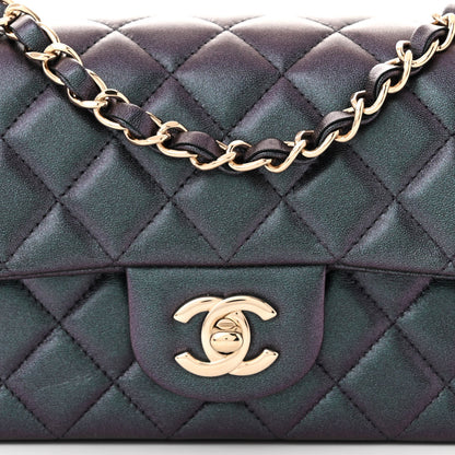 Chanel Iridescent Lambskin Quilted Mini Rectangular Flap Black 8 of 10
