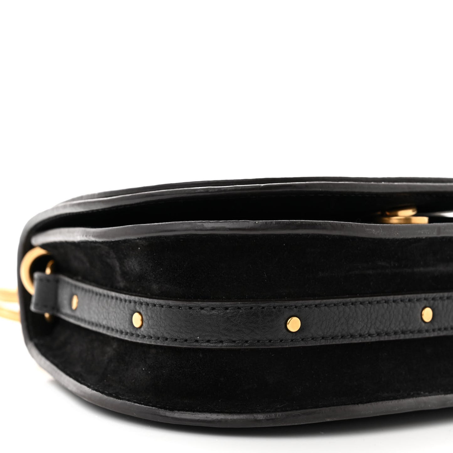 Calfskin Suede Small Nile Bracelet Bag Black