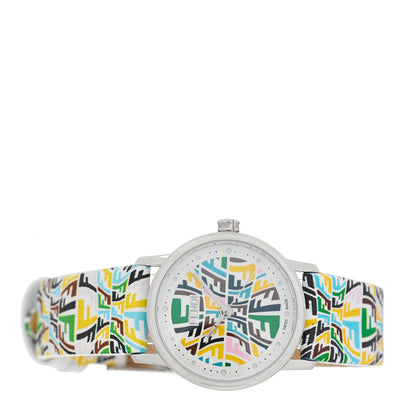 Fendi X SARAH COLEMAN Stainless Steel Calfskin 29mm FF Fish Eye Fendi Multi Quartz Watch 2 of 4