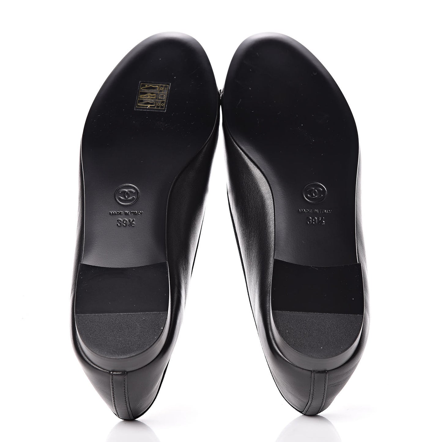 Lambskin Patent CC Cap Toe Ballerina Flats 39.5 Black