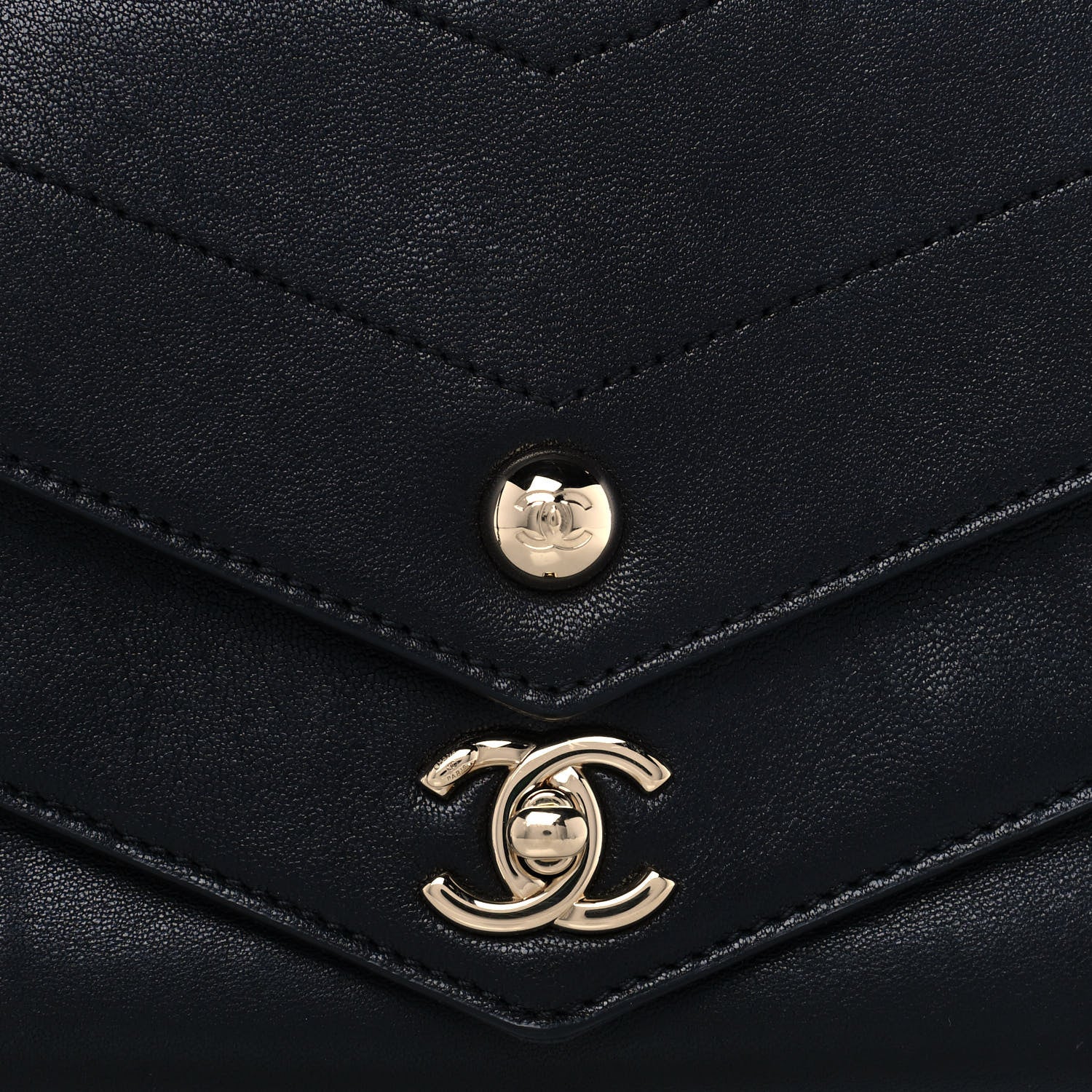 Chanel Sheepskin Chevron Quilted Mini Double Chevron Flap Black 8 of 13