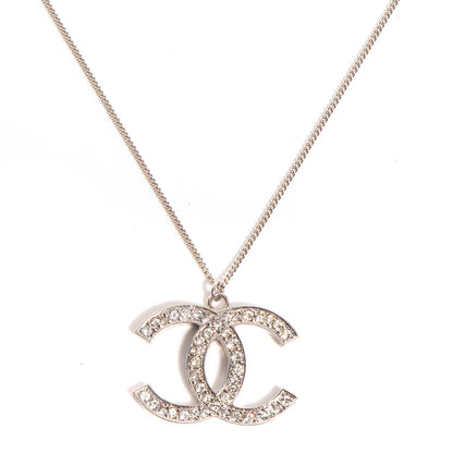 Chanel Crystal Large CC Necklace Silver 1 of 5