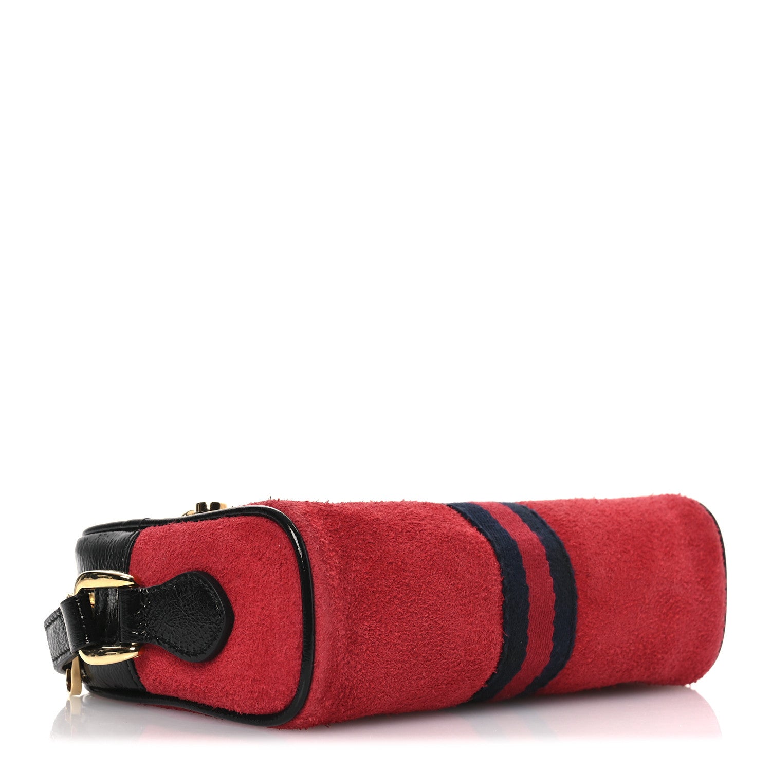 Gucci Suede Patent Web Mini Ophidia Shoulder Bag Hibiscus Red Black 4 of 10