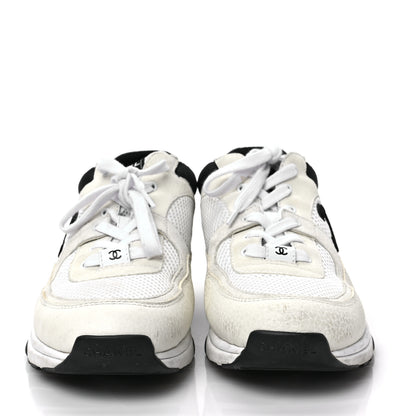 Chanel Mesh Suede Calfskin Grained Calfskin Womens CC Sneakers 41 White Black 2 of 6