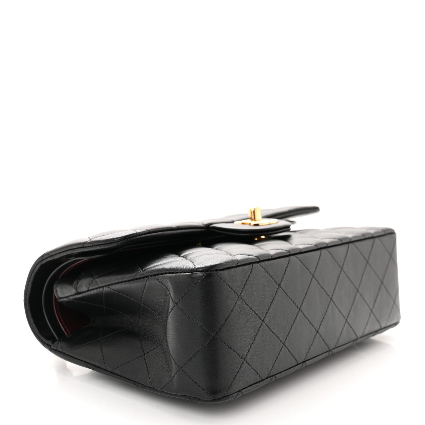 Lambskin Quilted Small Double Flap Black
