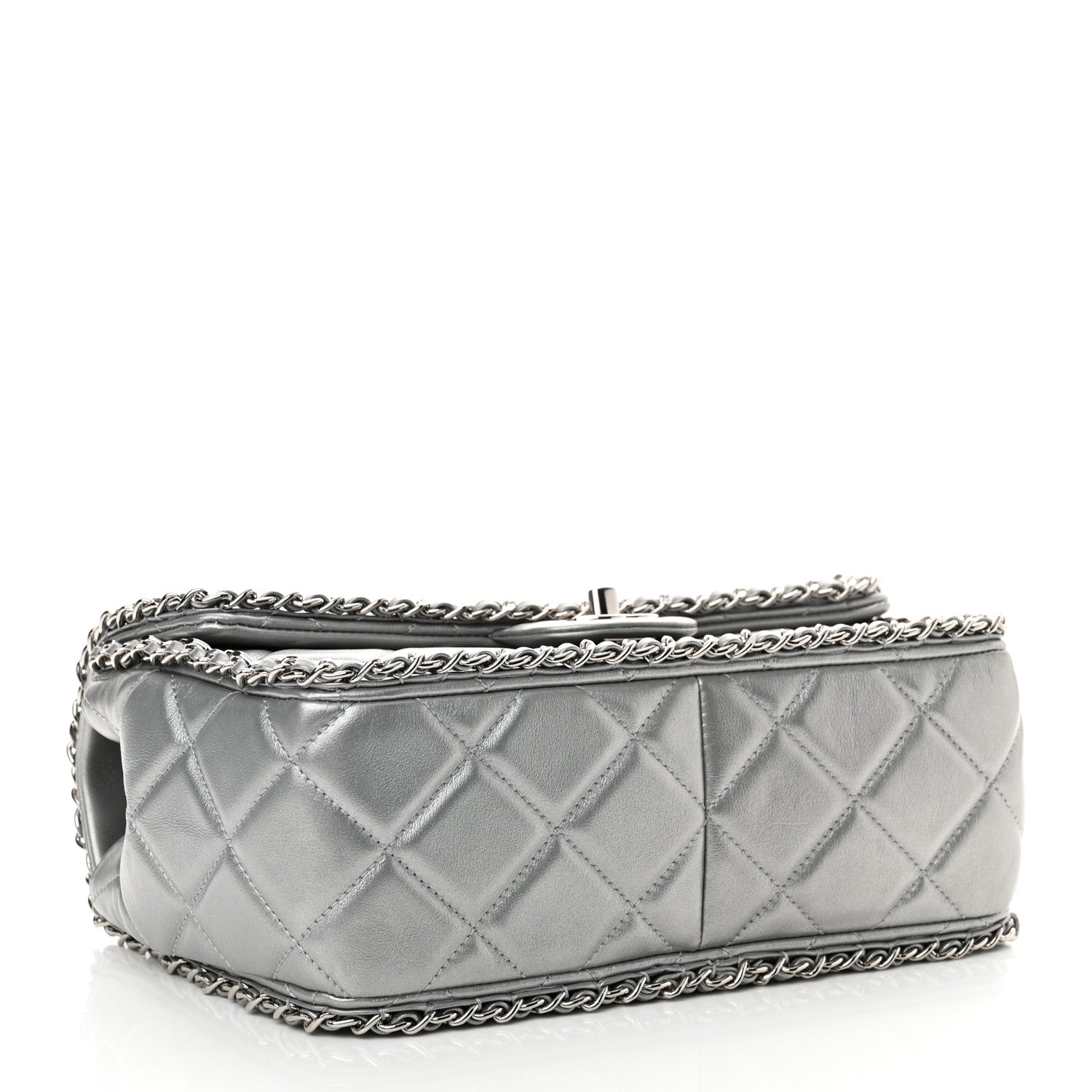 Chanel Metallic Lambskin Medium Chain All Over Flap Silver 4 of 12