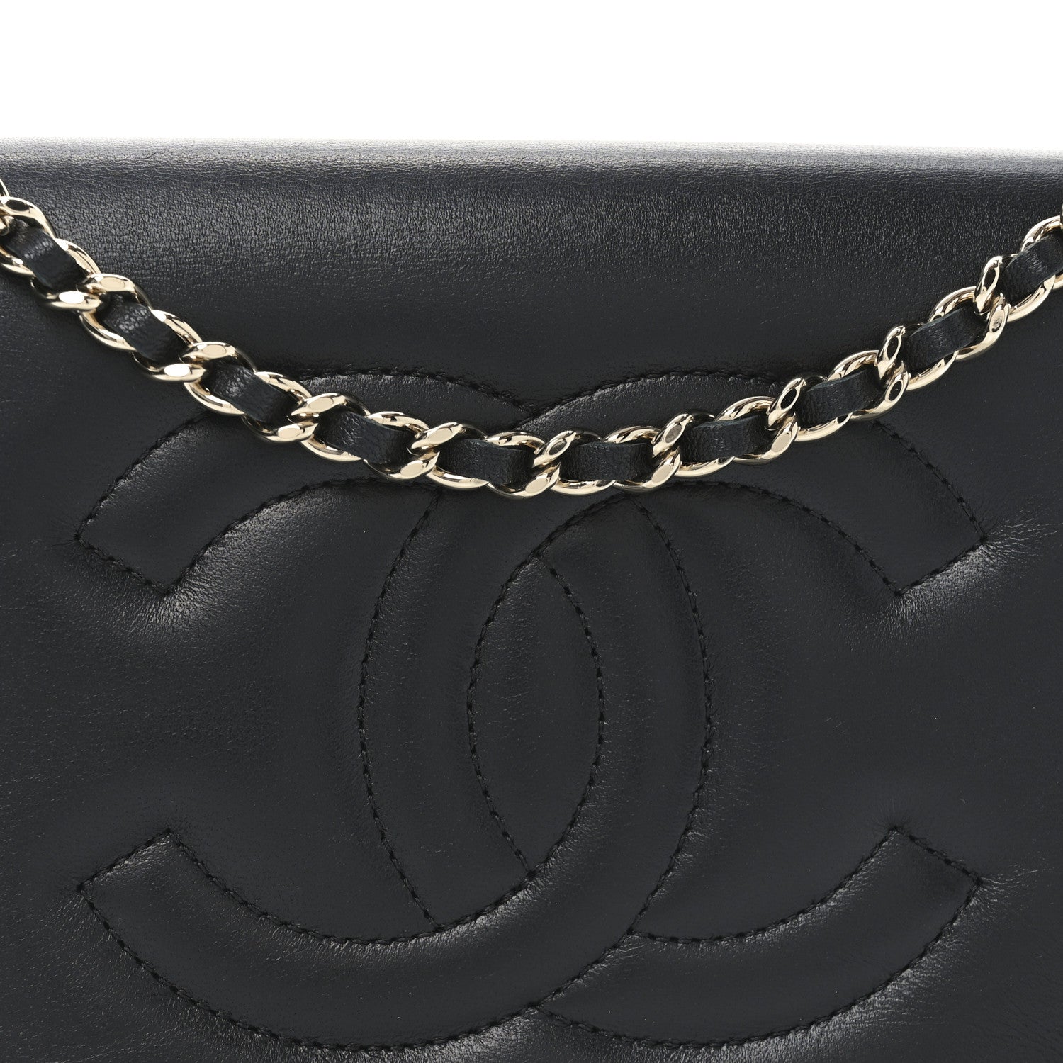 Chanel Lambskin Quilted Timeless CC Wallet On Chain WOC Black 8 of 11