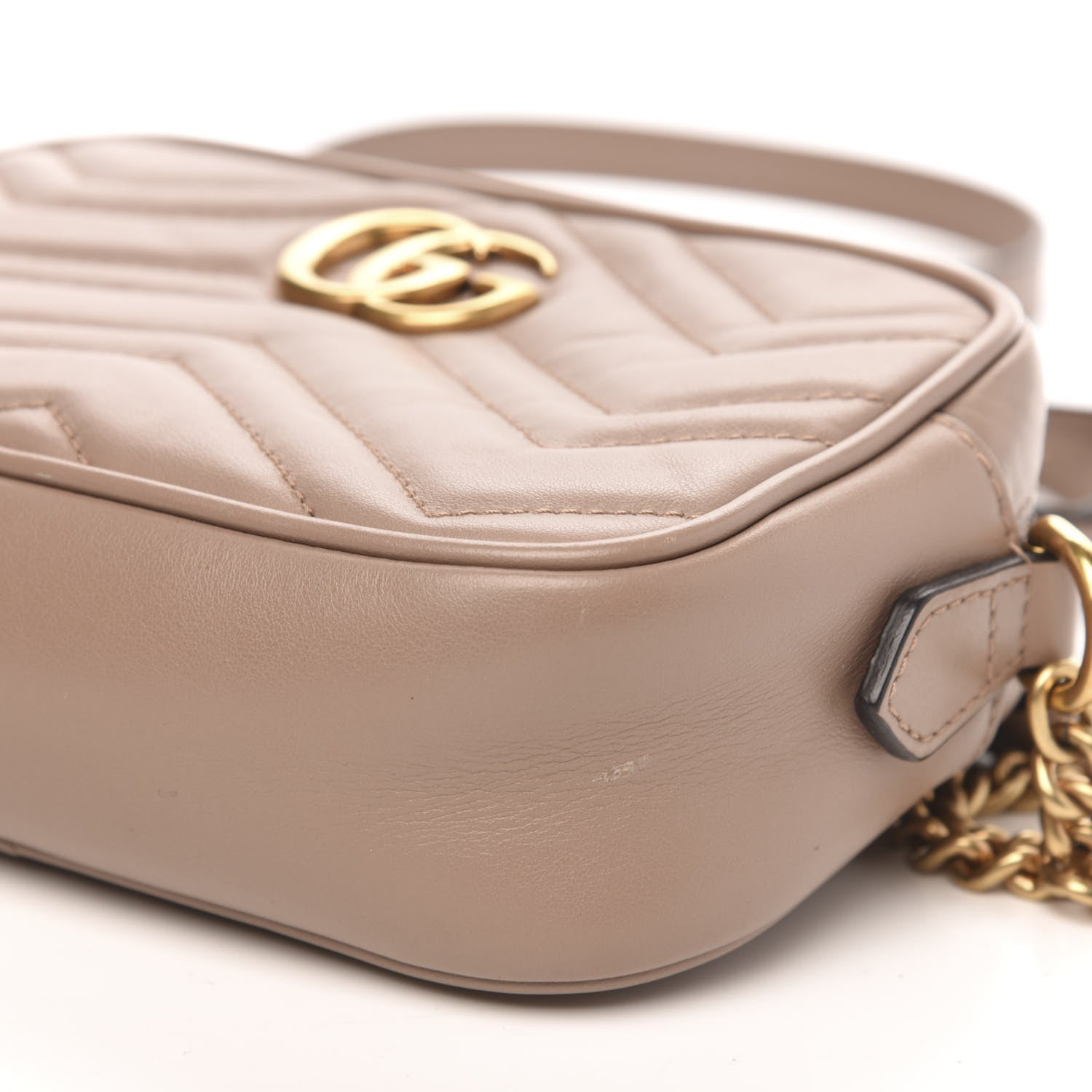 Gucci Calfskin Matelasse Mini GG Marmont Chain Shoulder Bag Porcelain Rose 10 of 12
