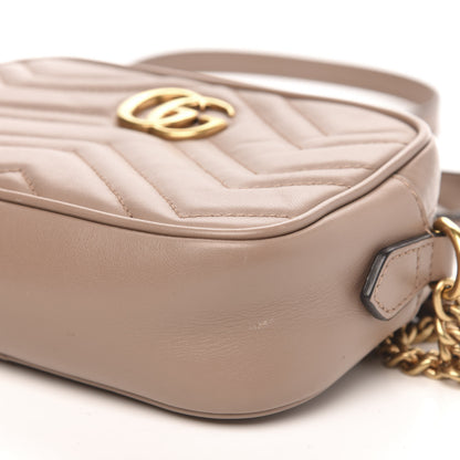 Gucci Calfskin Matelasse Mini GG Marmont Chain Shoulder Bag Porcelain Rose 10 of 12