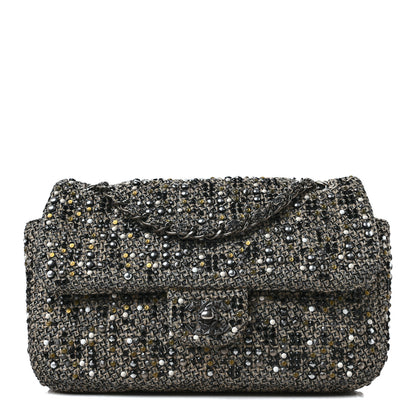 Chanel Crystal Tweed Quilted Medium Single Flap Black 1 of 9