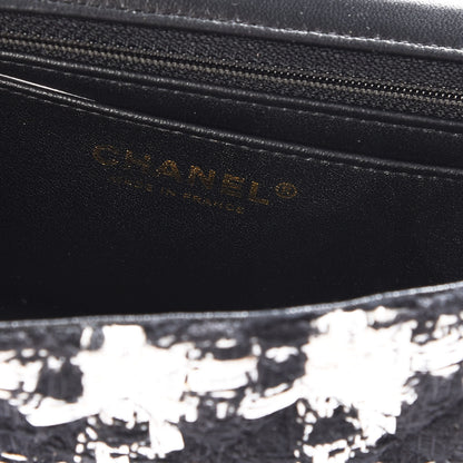 Chanel Tweed Quilted Mini Rectangular Flap Black Ecru White 9 of 12