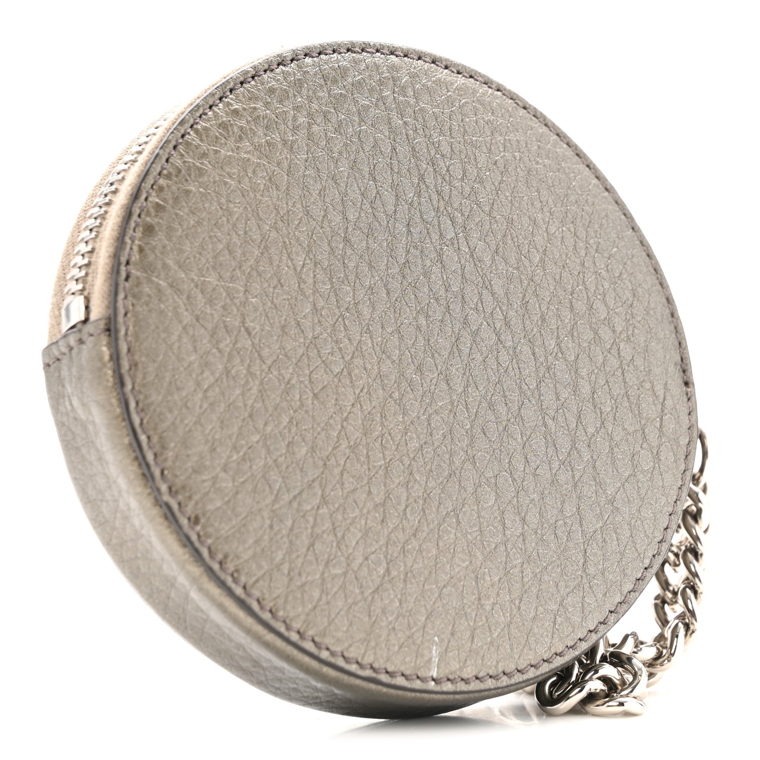 Gucci Metallic Pebbled Calfskin Round Coin Purse Sasso 3 of 7