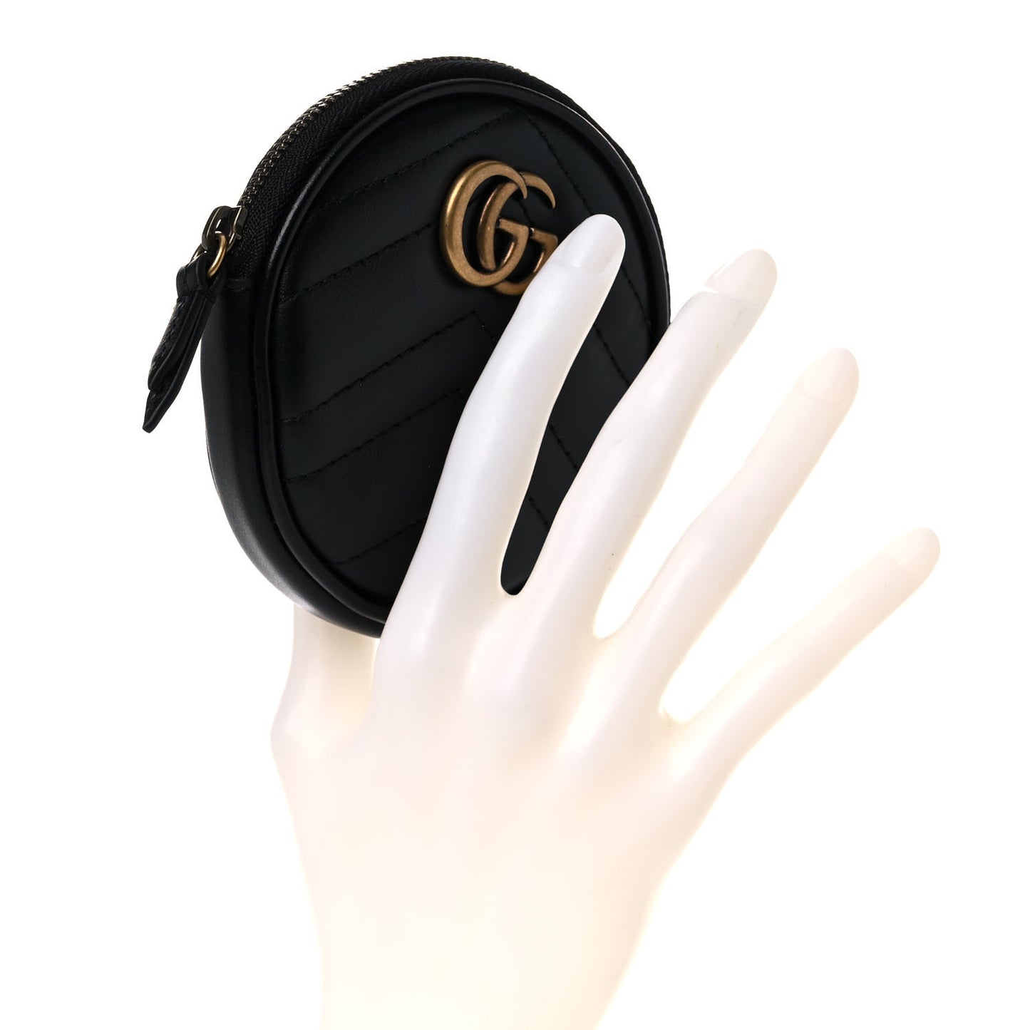 Calfskin Matelasse GG Marmont Round Coin Purse Black