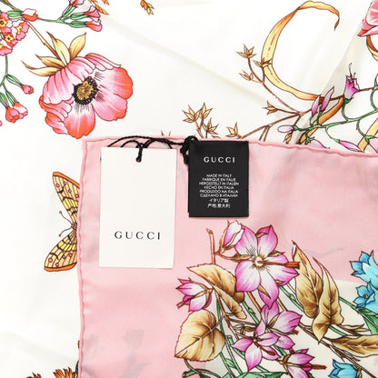 Gucci Silk Twill Eighties Bouquet Square Scarf Pink Ivory 3 of 3