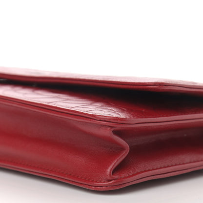 Chanel Lambskin Camellia Embossed Wallet On Chain WOC Red 11 of 14