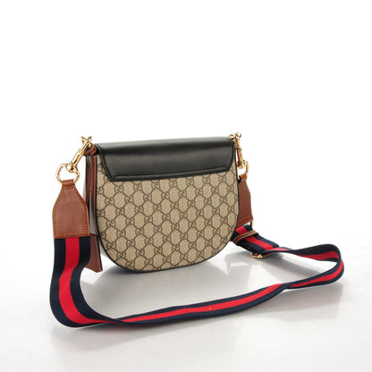 Gucci GG Supreme Monogram Web Medium Padlock Messenger Shoulder Bag Black 3 of 8