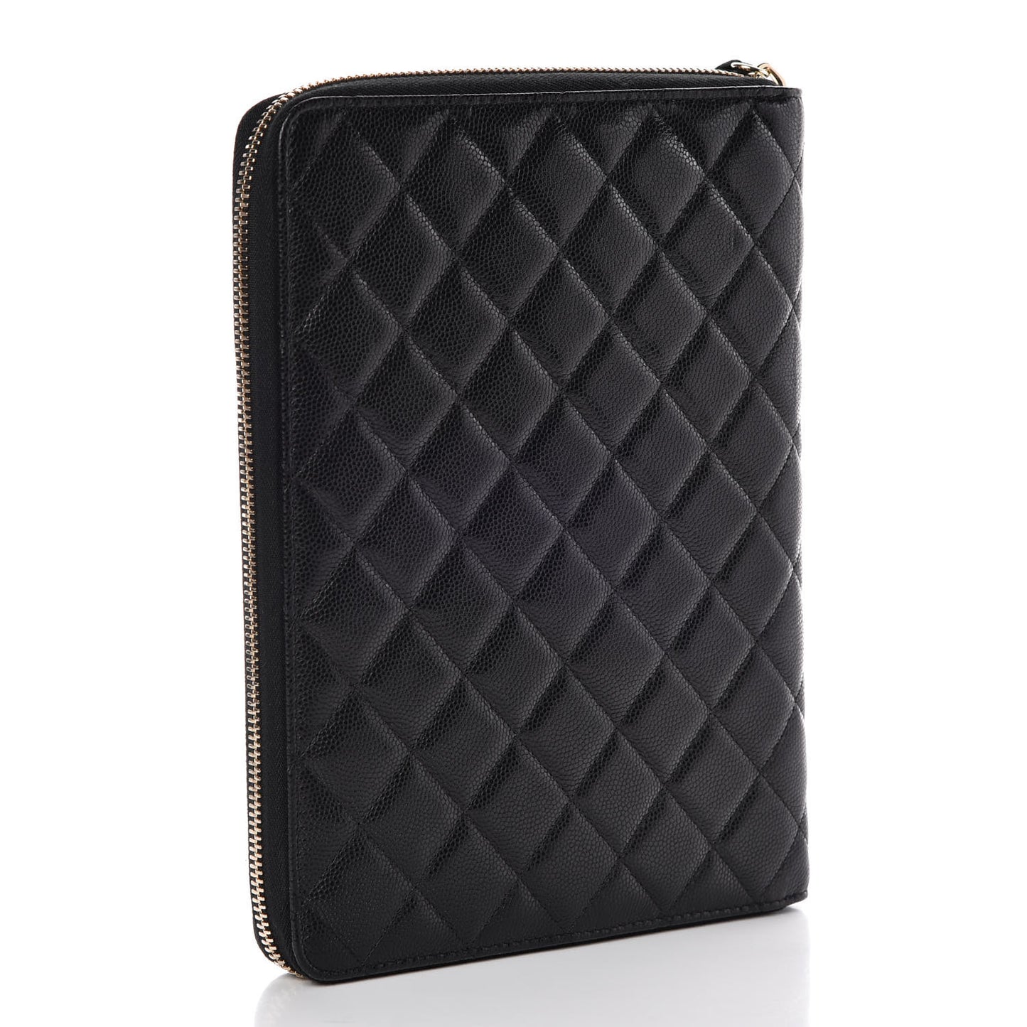 Caviar Quilted Zip Around Notebook Agenda Cover Black