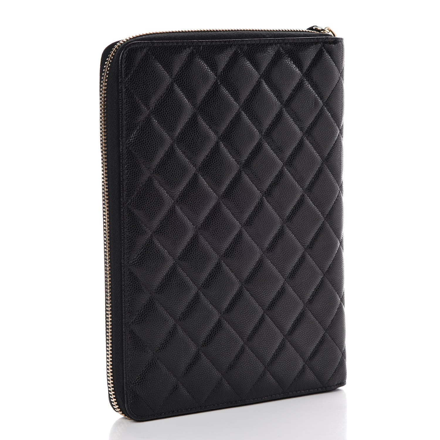 Chanel Caviar Quilted Zip Around Notebook Agenda Cover Black 3 of 8