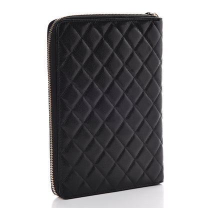 Chanel Caviar Quilted Zip Around Notebook Agenda Cover Black 3 of 8